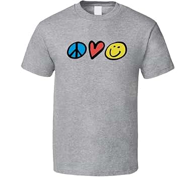 Peace Love Happiness Icons T Shirt S Sport Grey | Amazon.com